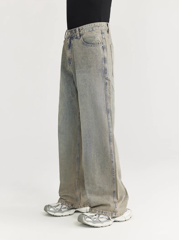 F3F Select Retro Wash Cut Wide Leg Jeans