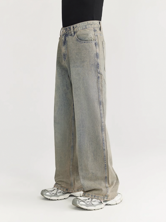 F3F Select Retro Wash Cut Wide Leg Jeans