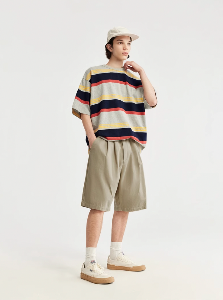 F3F Select Basic Solid Color Two Tuck Wide Shorts
