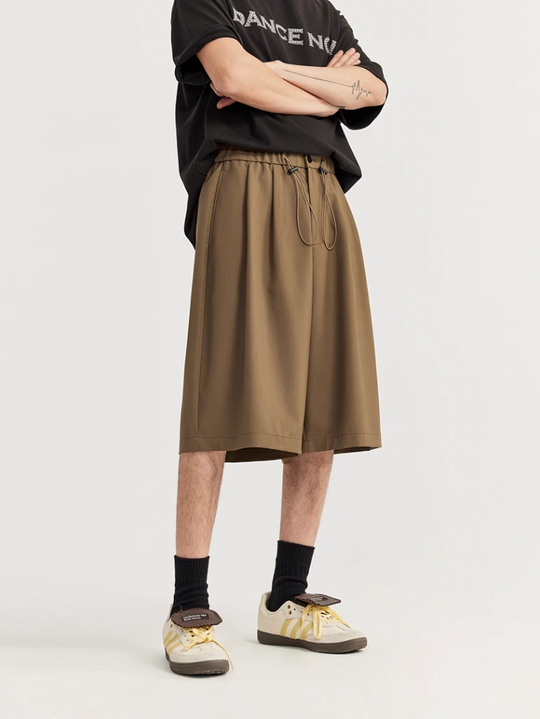 F3F Select Two Tuck Wide Legged Casual Suit Shorts