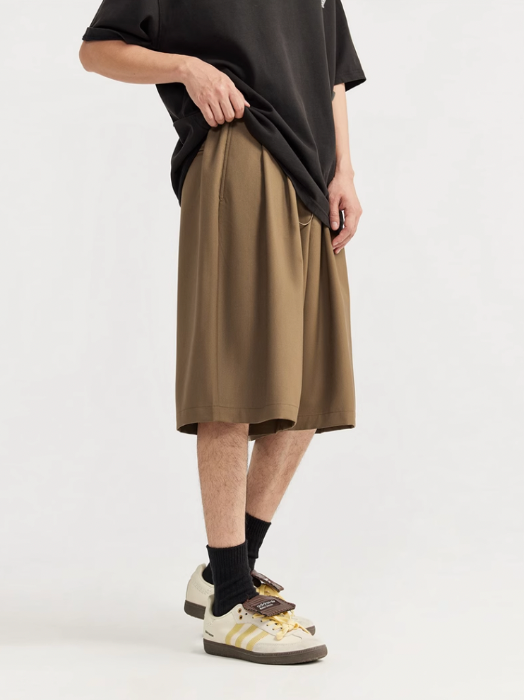 F3F Select Two Tuck Wide Legged Casual Suit Shorts