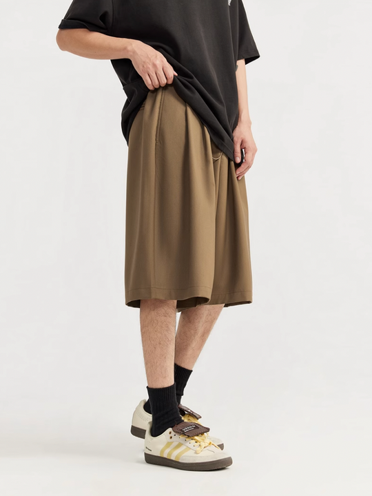 F3F Select Two Tuck Wide Legged Casual Suit Shorts