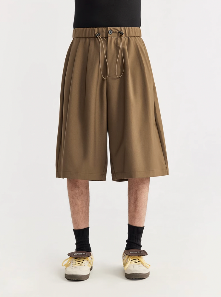 F3F Select Two Tuck Wide Legged Casual Suit Shorts