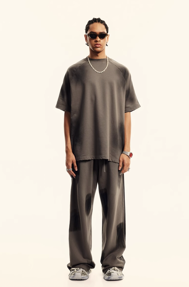 F3F Select Three Bars Spray Color Abrasion Wide Sweatpants