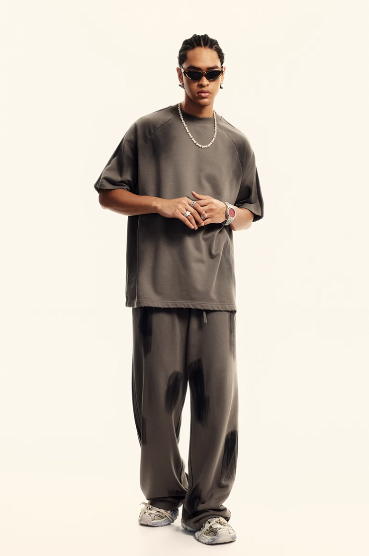 F3F Select Three Bars Spray Color Abrasion Wide Sweatpants