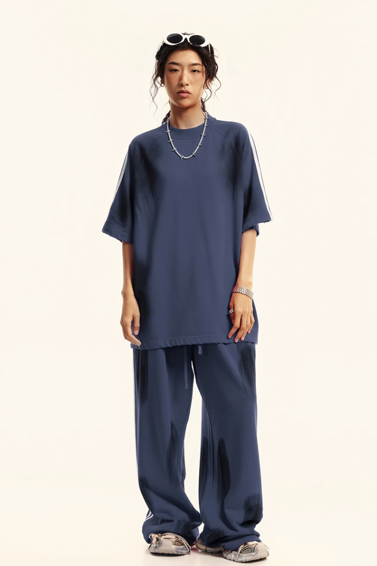 F3F Select Three Bars Spray Color Abrasion Wide Sweatpants