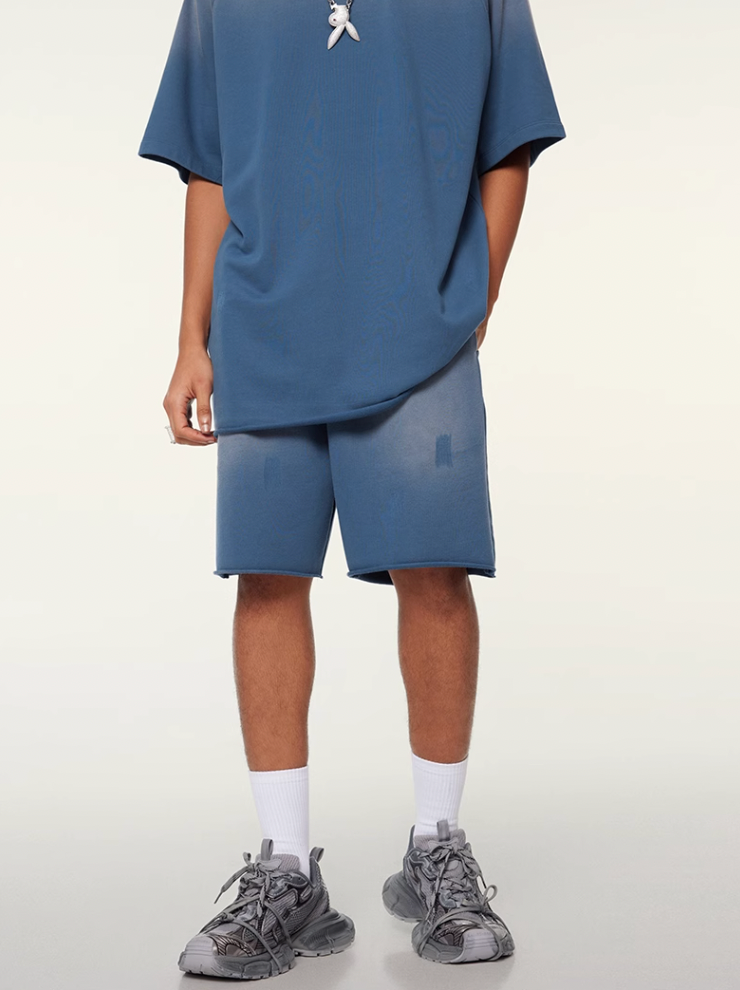 F3F Select Washed Distressed Cut Off Short Sweatpants