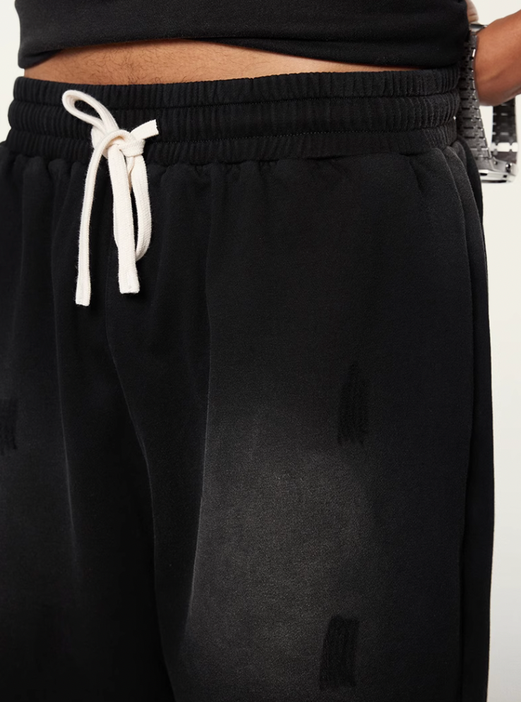 F3F Select Washed Distressed Cut Off Short Sweatpants