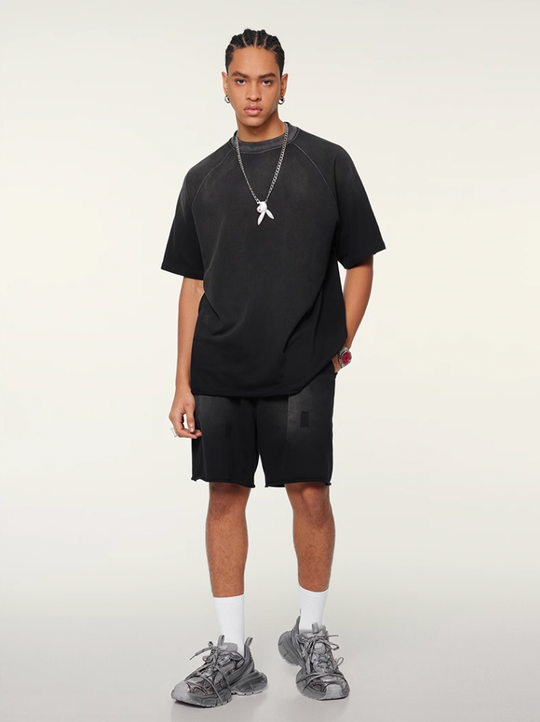 F3F Select Washed Distressed Cut Off Short Sweatpants