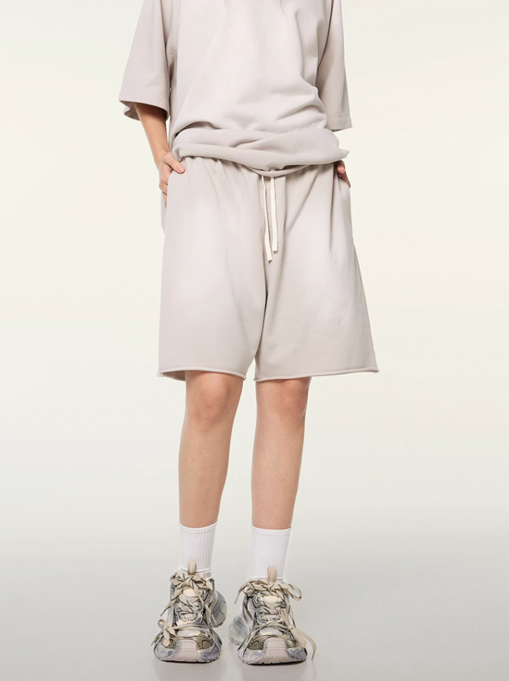 F3F Select Washed Distressed Cut Off Short Sweatpants