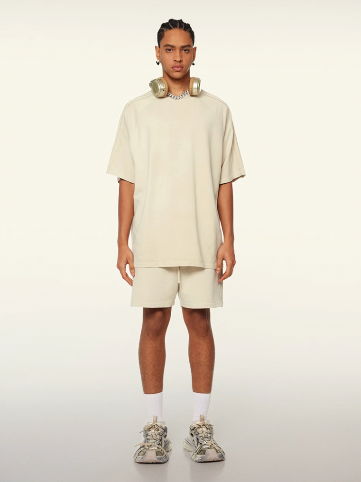 F3F Select Duty Washed & Old Spliced Striped Short Sweatpants