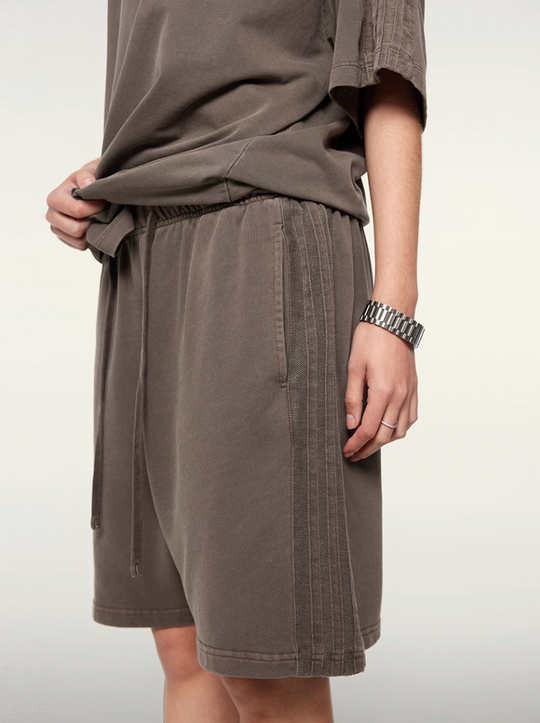 F3F Select Duty Washed & Old Spliced Striped Short Sweatpants