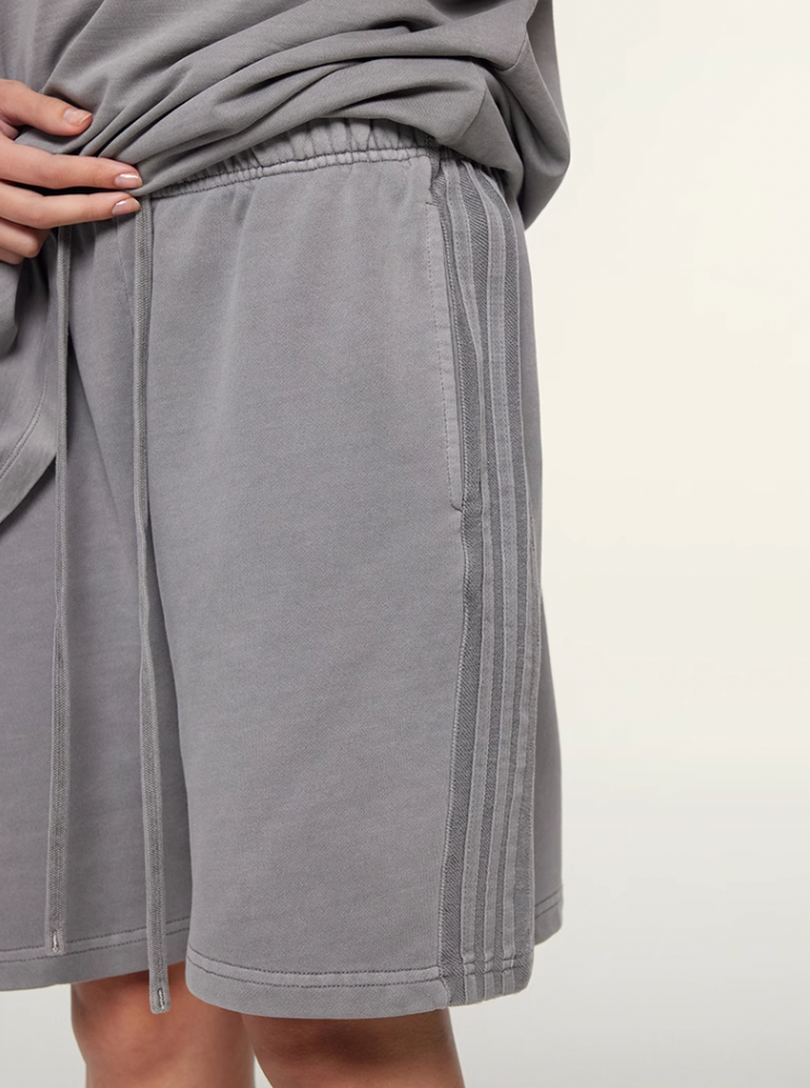 F3F Select Duty Washed & Old Spliced Striped Short Sweatpants