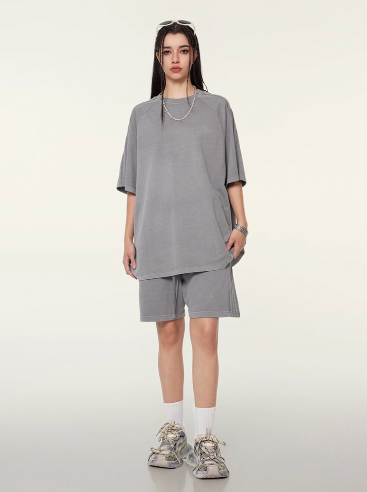 F3F Select Duty Washed & Old Spliced Striped Short Sweatpants