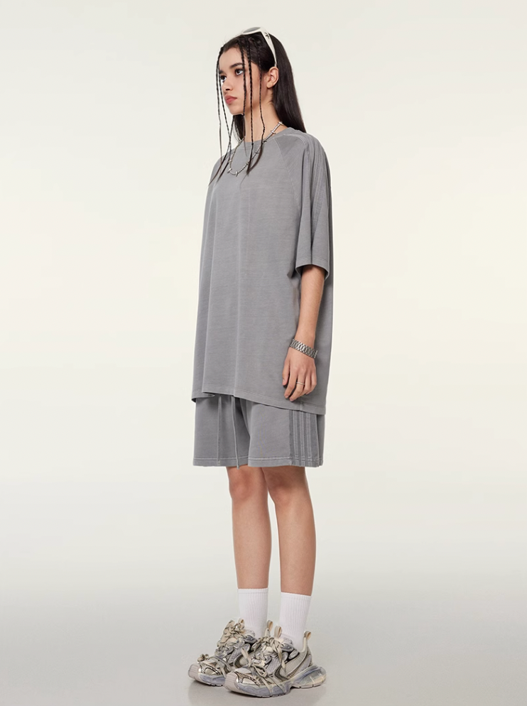 F3F Select Duty Washed & Old Spliced Striped Short Sweatpants