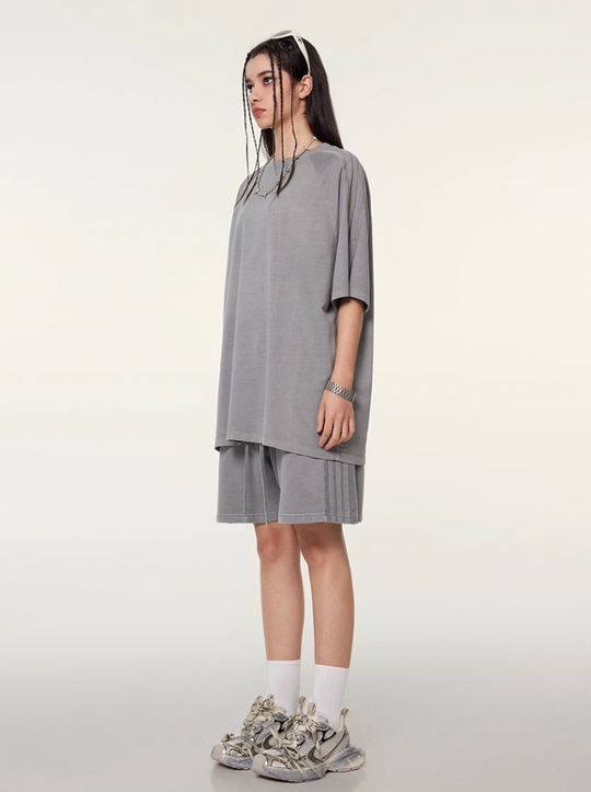 F3F Select Duty Washed & Old Spliced Striped Short Sweatpants