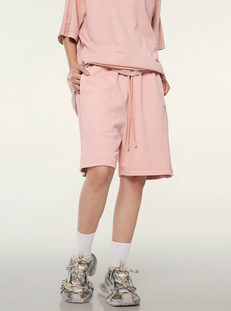 F3F Select Duty Washed & Old Spliced Striped Short Sweatpants