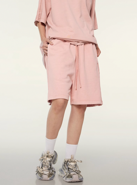 F3F Select Duty Washed & Old Spliced Striped Short Sweatpants