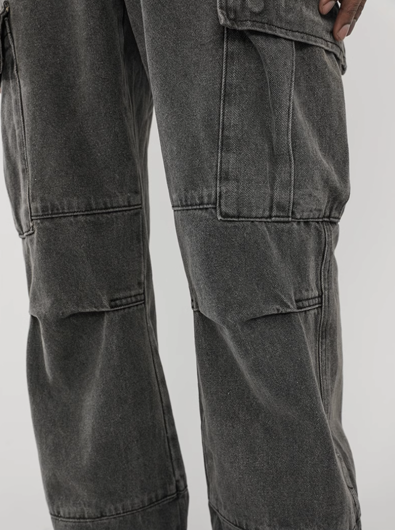 F3F Select Washed Patchwork Multi Pocket Work Cargo Pants