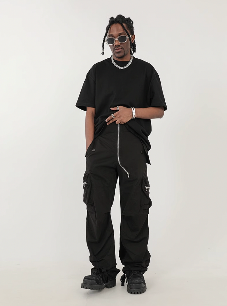 F3F Select Design Zipper Multi Pocket Pleated Work Cargo Pants