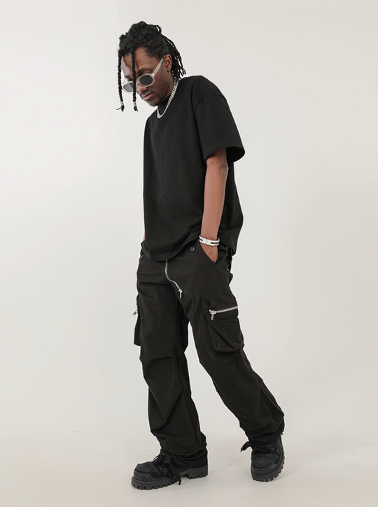 F3F Select Design Zipper Multi Pocket Pleated Work Cargo Pants