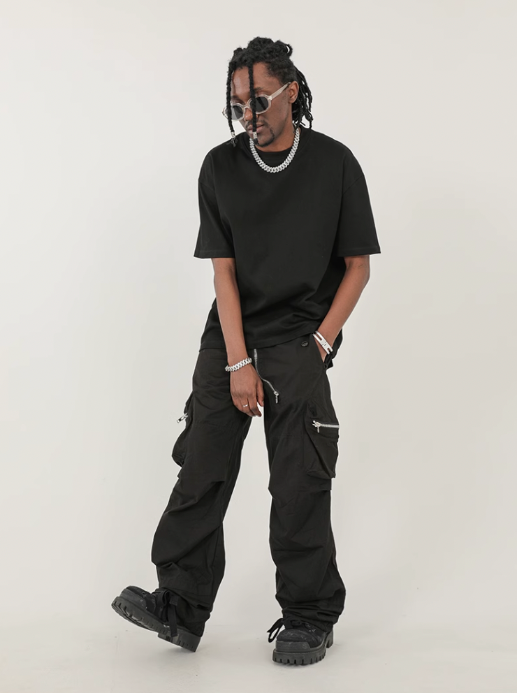 F3F Select Design Zipper Multi Pocket Pleated Work Cargo Pants