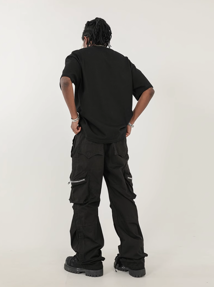 F3F Select Design Zipper Multi Pocket Pleated Work Cargo Pants