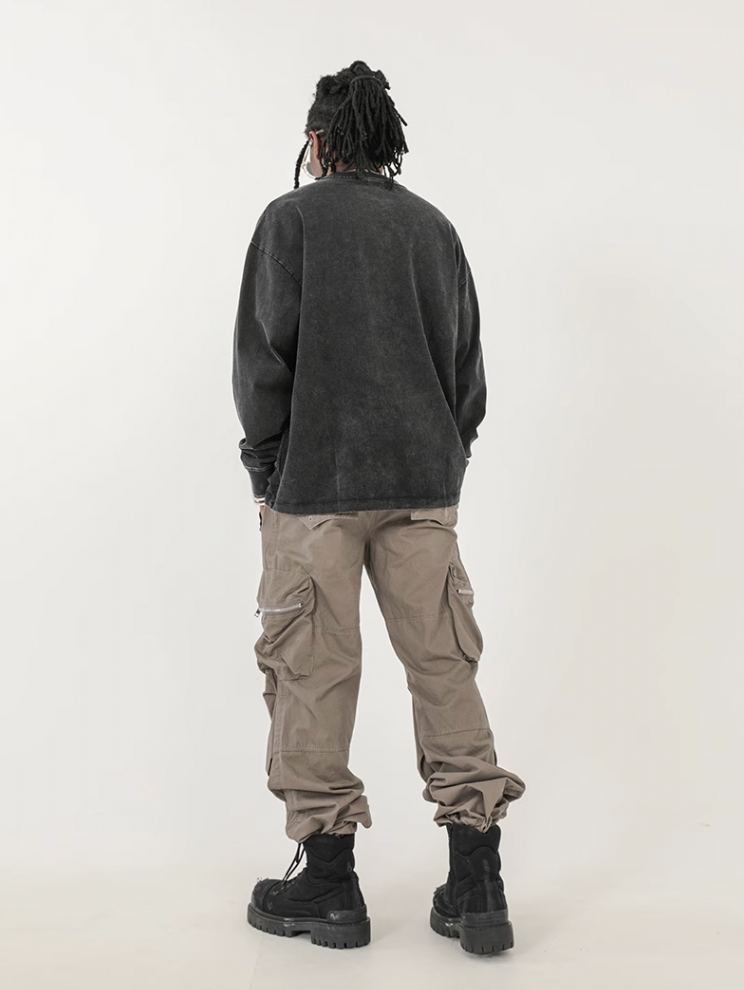 F3F Select Design Zipper Multi Pocket Pleated Work Cargo Pants