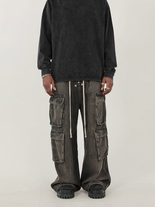 F3F Select Gradient Washed Multi Pocket Work Cargo Jeans