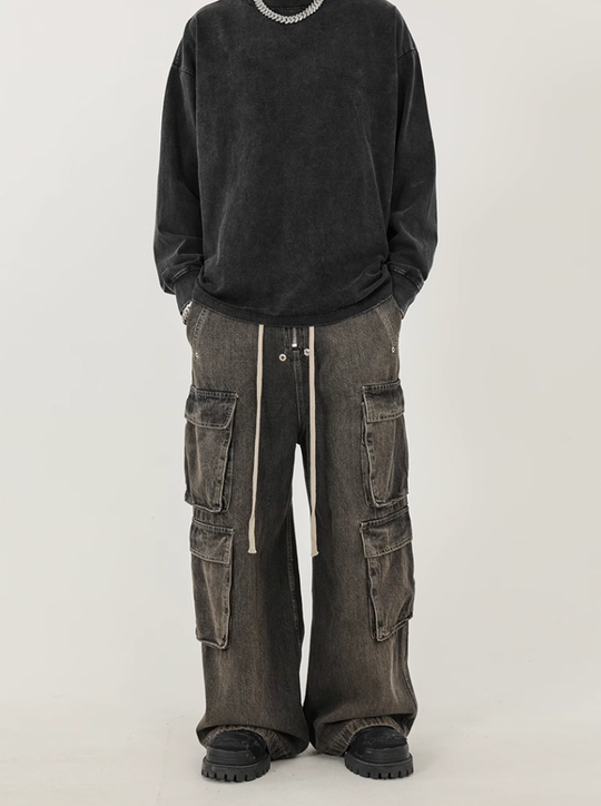 F3F Select Gradient Washed Multi Pocket Work Cargo Jeans