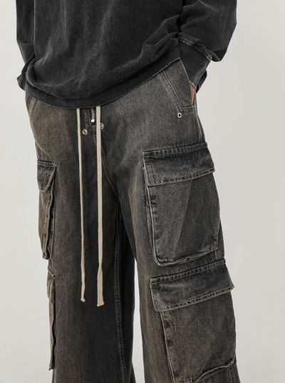 F3F Select Gradient Washed Multi Pocket Work Cargo Jeans