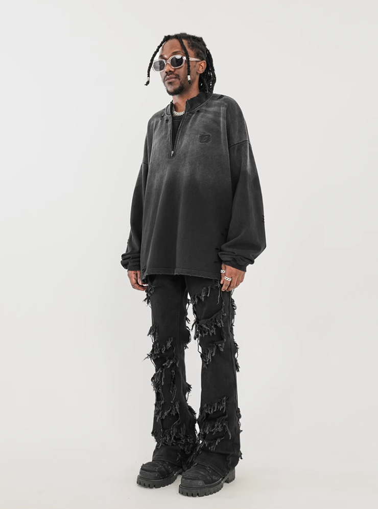 F3F Select High Street Fringe Destruction Black Micro Jeans