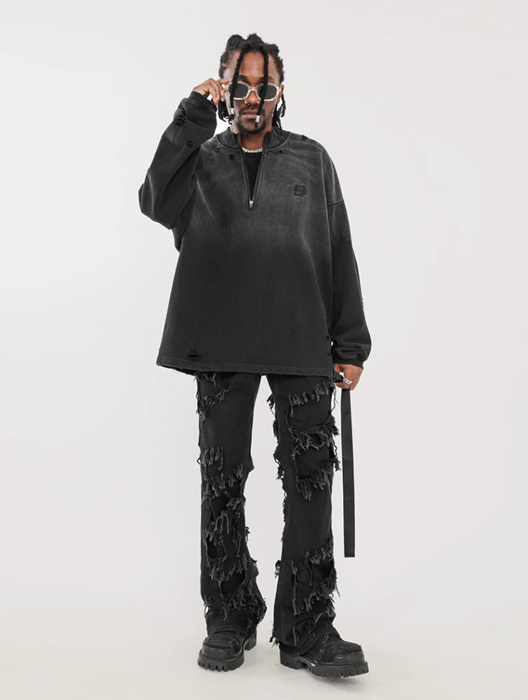 F3F Select High Street Fringe Destruction Black Micro Jeans