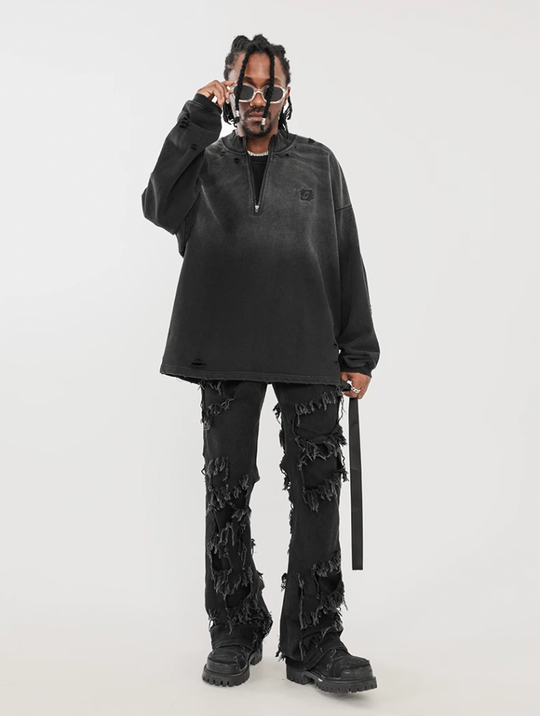 F3F Select High Street Fringe Destruction Black Micro Jeans