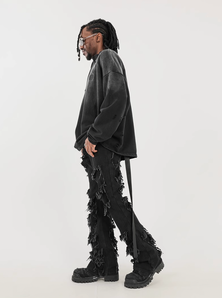 F3F Select High Street Fringe Destruction Black Micro Jeans