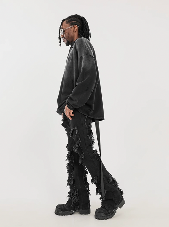 F3F Select High Street Fringe Destruction Black Micro Jeans