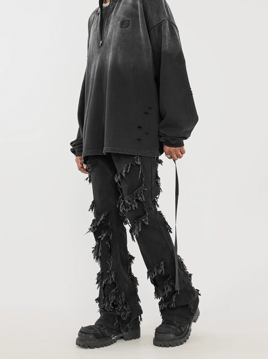 F3F Select High Street Fringe Destruction Black Micro Jeans