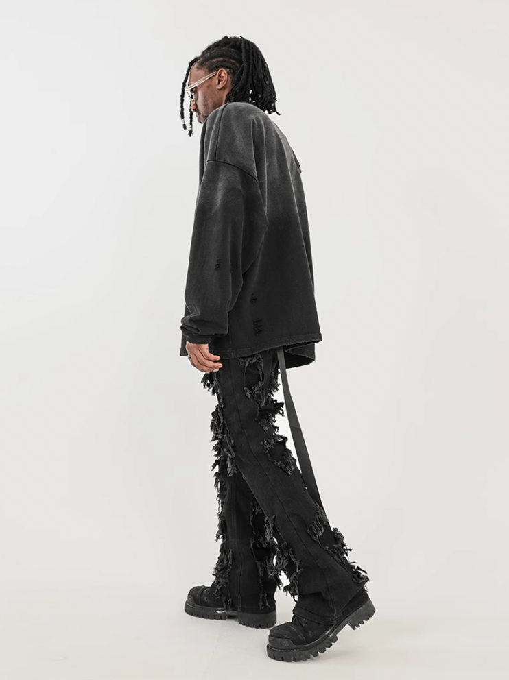 F3F Select High Street Fringe Destruction Black Micro Jeans