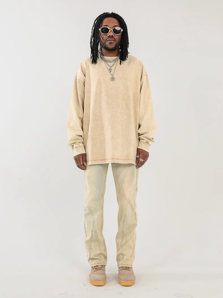 F3F Select Splicing Washed Yellow Mud Dye Jeans