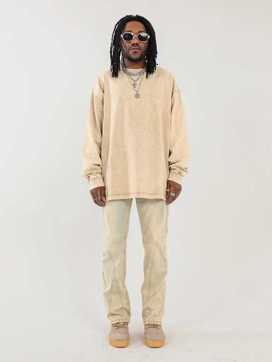 F3F Select Splicing Washed Yellow Mud Dye Jeans