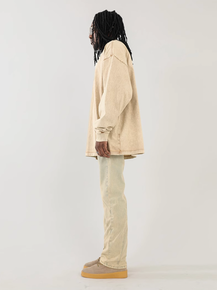 F3F Select Splicing Washed Yellow Mud Dye Jeans