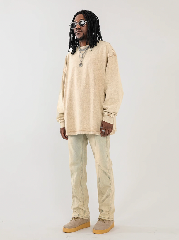 F3F Select Splicing Washed Yellow Mud Dye Jeans