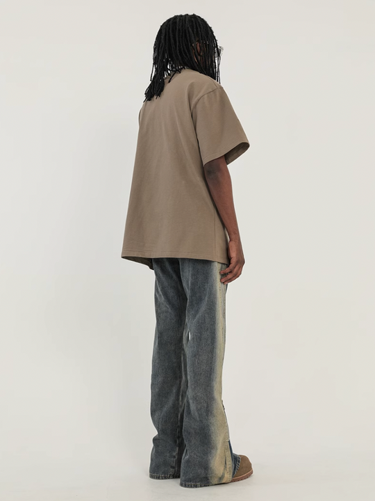 F3F Select Stitching Zipper Washed Flare Jeans