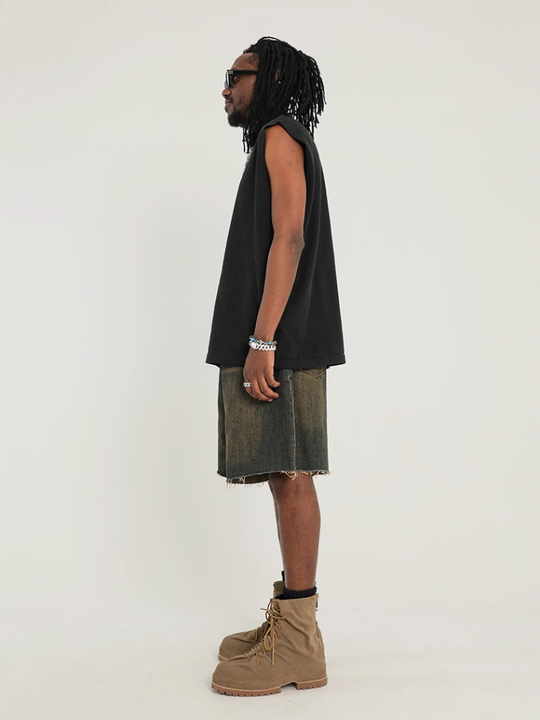 F3F Select Washed Mud Dyed Denim Baggy Shorts