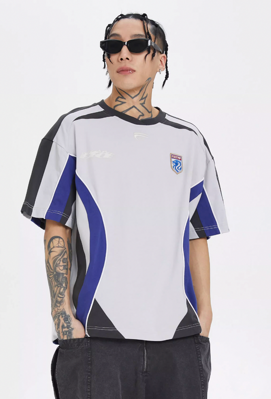 F2CE Deconstruction Stitching Contrast Color Printing Retro Sports Tee