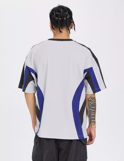 F2CE Deconstruction Stitching Contrast Color Printing Retro Sports Tee