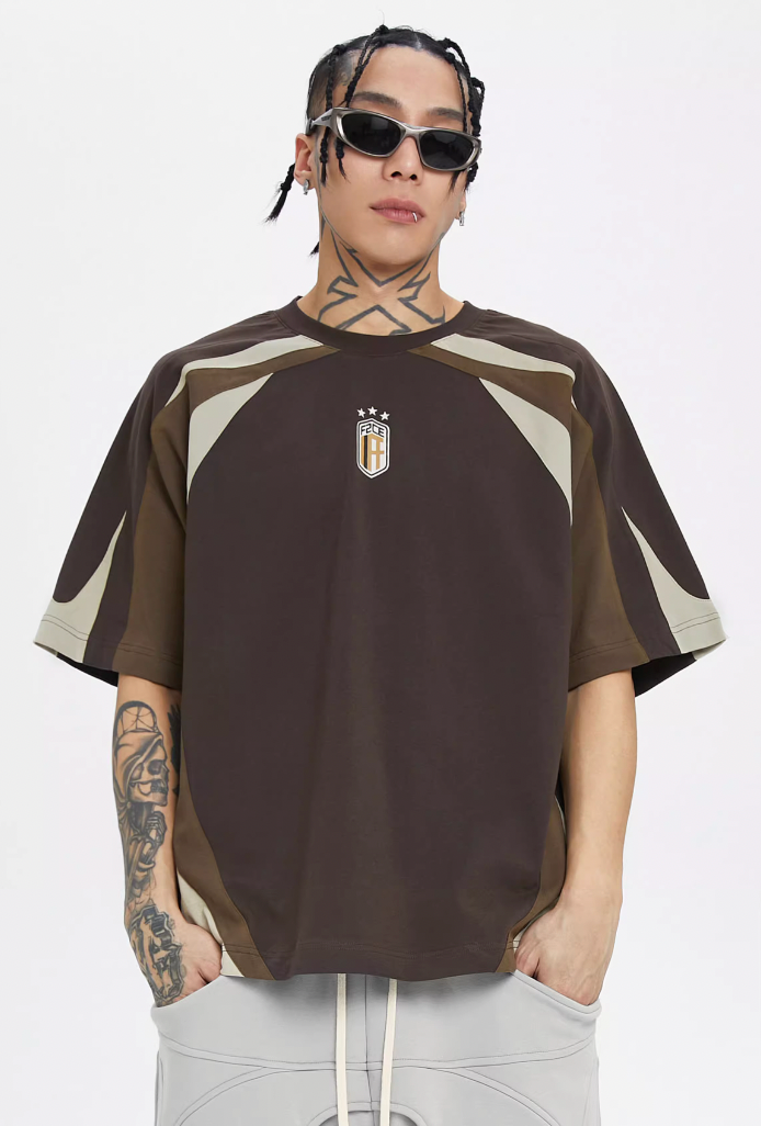 F2CE Deconstruction Stitching Contrast Color Printing Jersey Tee