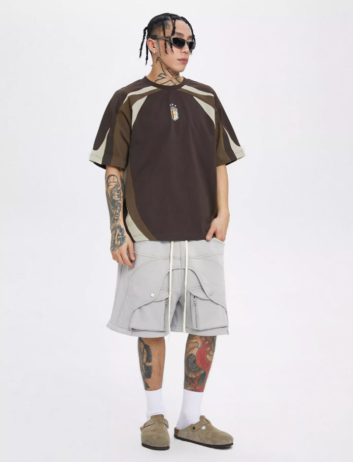 F2CE Deconstruction Stitching Contrast Color Printing Jersey Tee
