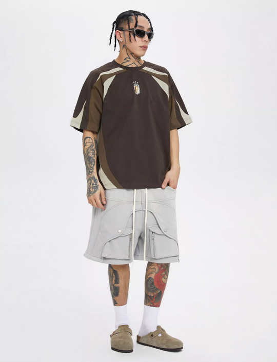 F2CE Deconstruction Stitching Contrast Color Printing Jersey Tee