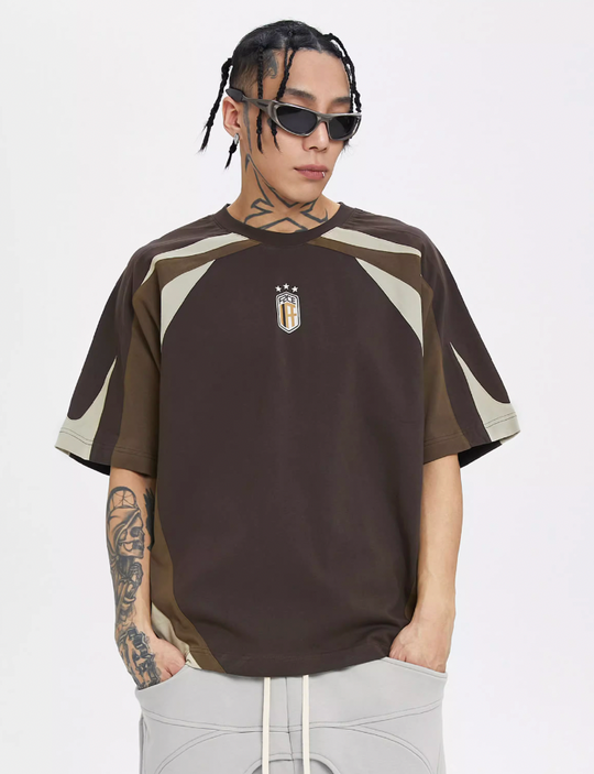F2CE Deconstruction Stitching Contrast Color Printing Jersey Tee